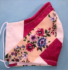 QUILT STYLE FLOWER PRINT HANDMADE COTTON CLOTH MASK