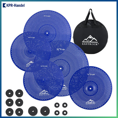 Becken-Set 5-teilig mit Tasche, 35,6 cm Hi-Hat, 40,6 cm Crash, blau