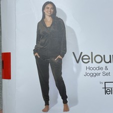 Felina Women's M Velour Hoodie Jogger Set Green H0263