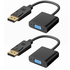 BMKZAYR DisplayPort DP to VGA Adapter, 2 Pack Gold-Plated DisplayPort Black