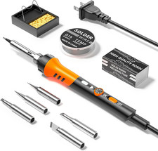 60Watts Adjustable Temperature Soldering Iron Kit 9-In-1 With 5 Tips  Stand New