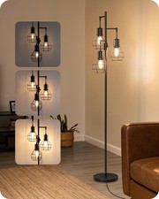 Dimmable Farmhouse Floor Lamp, Industrial Standing Lamp for Living Room, 3 LE...
