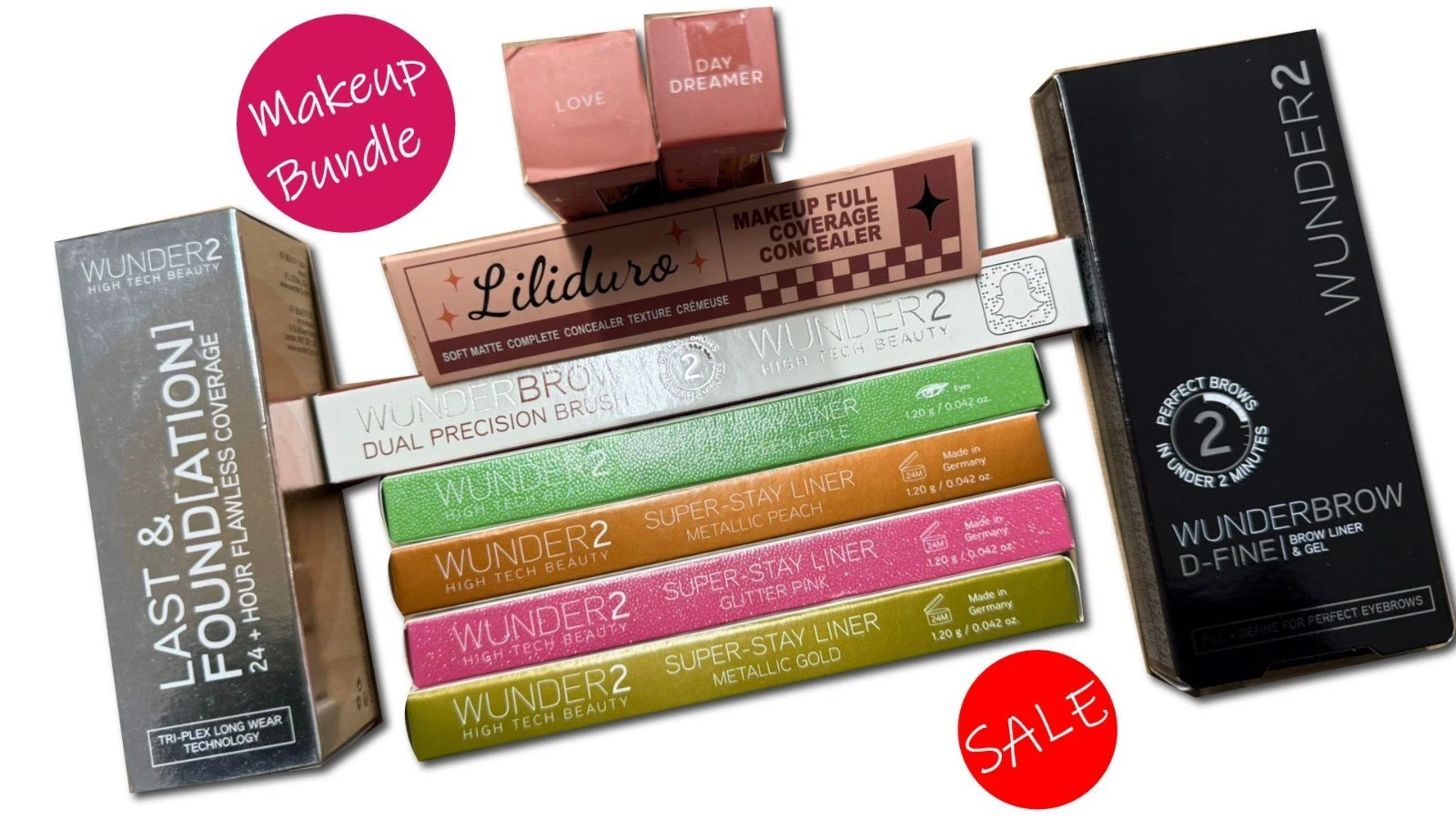 WUNDER2 Makeup Bundle – Foundation, Concealers, Brow Kit, Eyeliners & Brushes