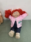 Vintage Cabbage Patch Kids Doll Red/Orange Hair Green Eyes Pink Jacket Jeans