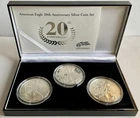 US Mint 2006 American Eagle 20th Anniv Silver Coin Set Burnished Reverse Proof