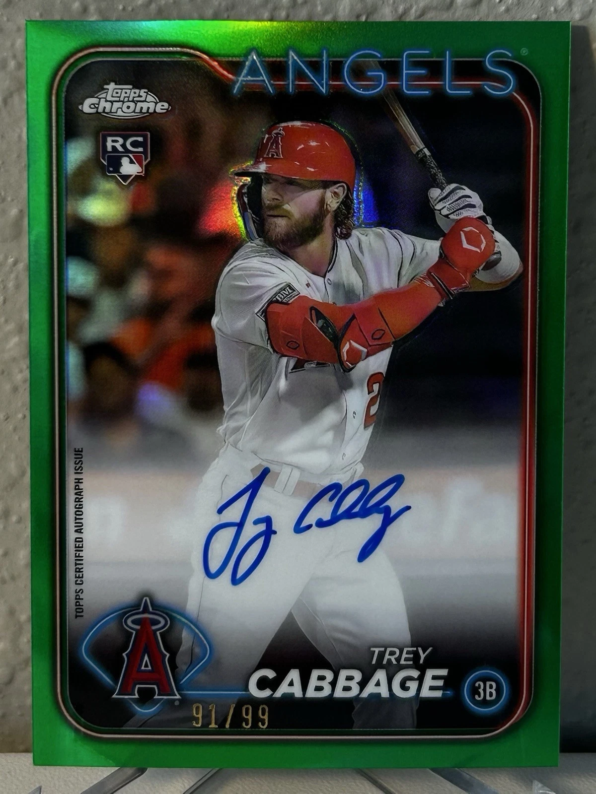 2024 Topps Chrome #RA-TCA Trey Cabbage SP Green Refractor Rookie Auto RC # /99