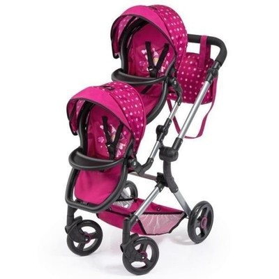 Zwillingspuppenwagen Twin Neo Rosa, höhenverstellbar, für Puppen bis 46cm