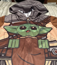 Disney Lego Star Wars Pajamas Mandalorian Yoda PJs Romper Boys XS 4/5 Brown