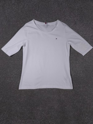 Tommy Hilfiger Shirt Damen 2XL Weiß Preppy Base Layer Stretch