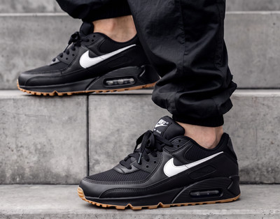 New NIKE Air Max 90 Classic Retro Men's Athletic Sneakers black gum  all sizes