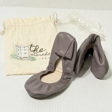 NEW The Storehouse Flats Foldable Leather Ballet Shoes Slate Gray Size 7
