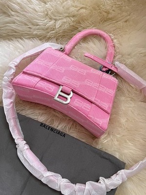 Balenciaga Hourglass S Pink Denim Bag