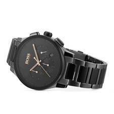 New Hugo Boss HB1513814 Peak Mens Black Stainless Steel Chronograph Watch