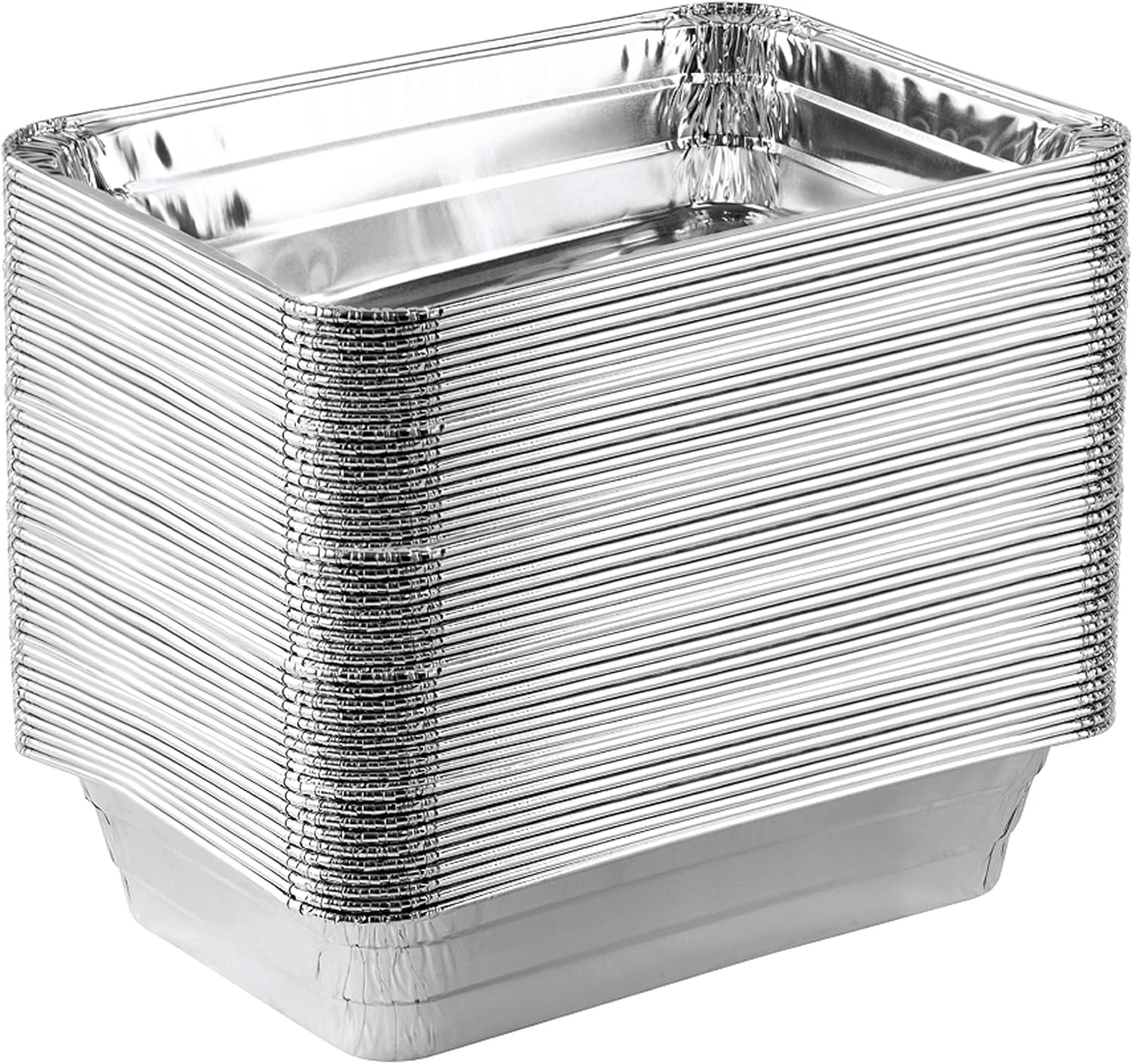 Disposable 2 LB Aluminum Takeout Tin Foil Baking Pans 6'' X 8'' X 2'' Inch Bakew