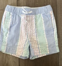Janie and Jack 6-12 Blue White Pink Striped Seersucker Shorts