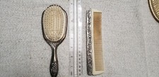 Vintage Vanity Set Comb Brush Silver Plated