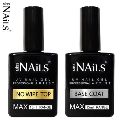 15ml MAX Miss Nails  KEIN WISCH TOP und BASISMANTEL UV LED Nagelgel Abweichen Politur