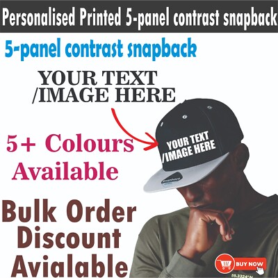 Personalisierte bedruckte 5-Panel Kontrast Snapback Kappe, Ihr Text/Bild personalisiert