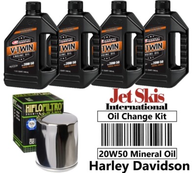 Harley Davidson Oil Change Kit 4 Quarts Maxima 20W50 Engine Oil (1999-2017)