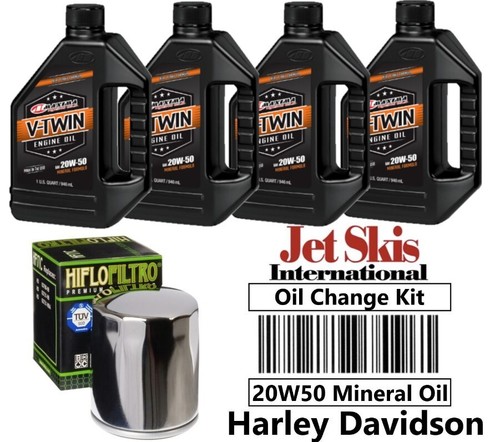 Harley Davidson Oil Change Kit 4 Quarts Maxima 20W50 Engine Oil (1999-2017) - Foto 1 di 6