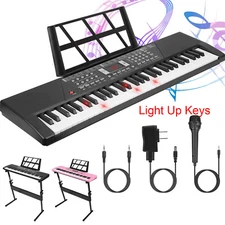 61 Keys Electric Piano Music Keyboard with Stand & Light Up Keys Microphone