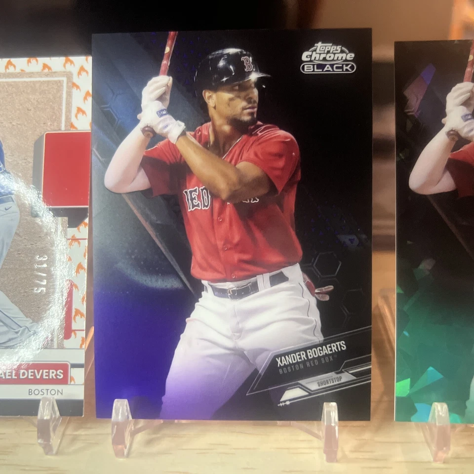 Xander Bogaerts 2021 Topps Chrome Black #18 Green Refractor /99 & /150 & /75 - Image 3 of 4