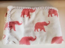 Levtex Baby Malawi Blush Elephant Plush Crib Blanket Pink/White 30X40 So SOFT!!