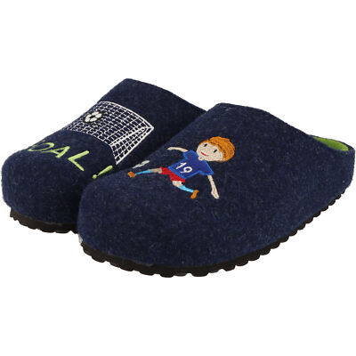Jungen Pantoffeln Blau Supersoft Schuhe 542-277 warme Komfort Clogs Fußball NEU
