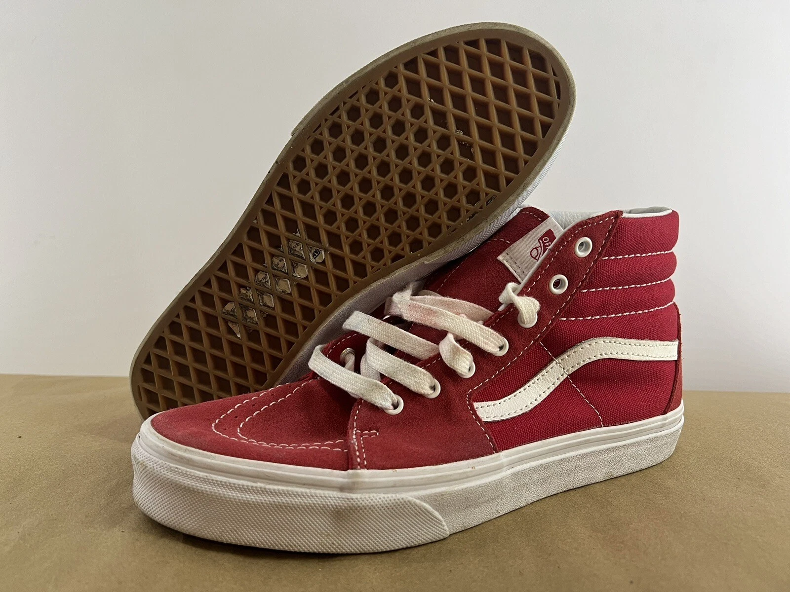 Scarpe da skateboard Vans Sk8 alte uomo donna taglia 7 rosse casual
