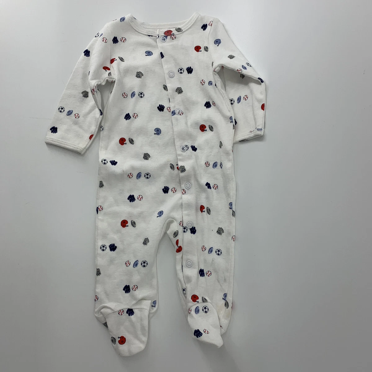 Carters Baseball One Piece Footie Pajamas Baby Boy Size 3 Months