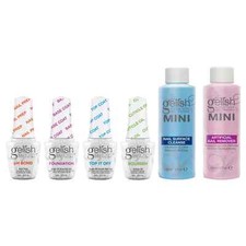 Gelish Gel Mini Kit pH BOND, FONDOTINTA, TOP IT OFF, NUTRIRE, Detergente Superfici