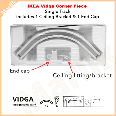 IKEA VIDGA Corner Piece Single Track Connector + Ceiling Bracket, 304.983.81 NEW