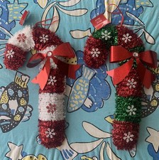 2pk Assorted Tinsel Candy Cane D cor, 16.25x7.75x2.875 in.