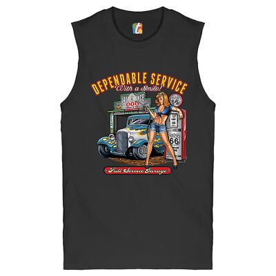 Dependable Service Muscle Shirt Route 66 Hot Rod Full Service Garage Men's
