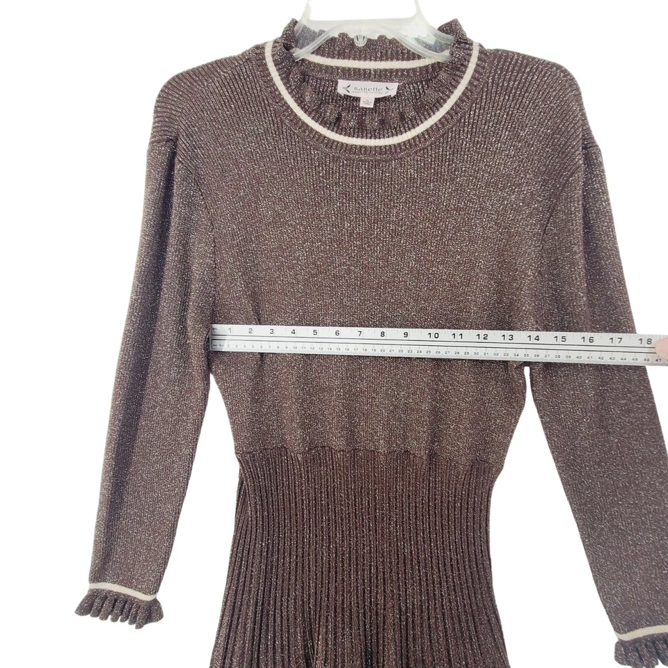 Vestido Suéter Nanette Lepore Nanette By Gabriella Manga Larga Midi Marrón Talla XL Foto 4 de 4