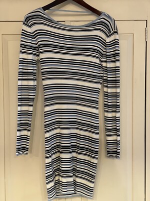 Lioness Bodycon Striped Long Sleeve Open Back Short Fitted Dress