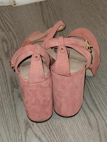 Aldo Pink Suede Platform Pumps Womens Size 7 Ankle Strap Sexy Party - Picture 5 of 7