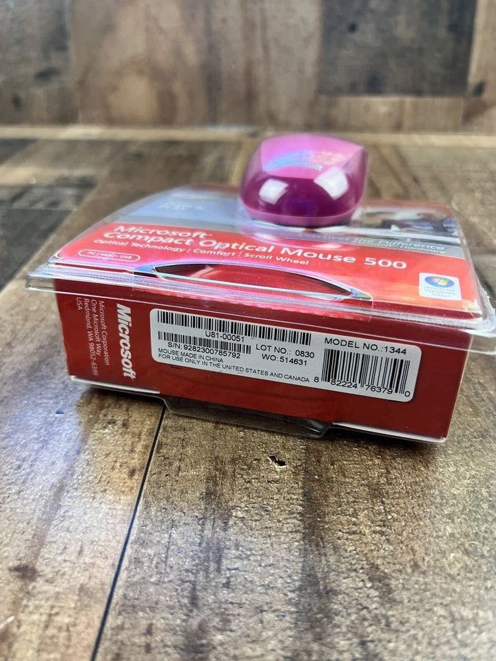 New Microsoft Compact Optical Mouse 500 v2.0 Model 1344 Pink Factory Sealed - Image 4 of 4