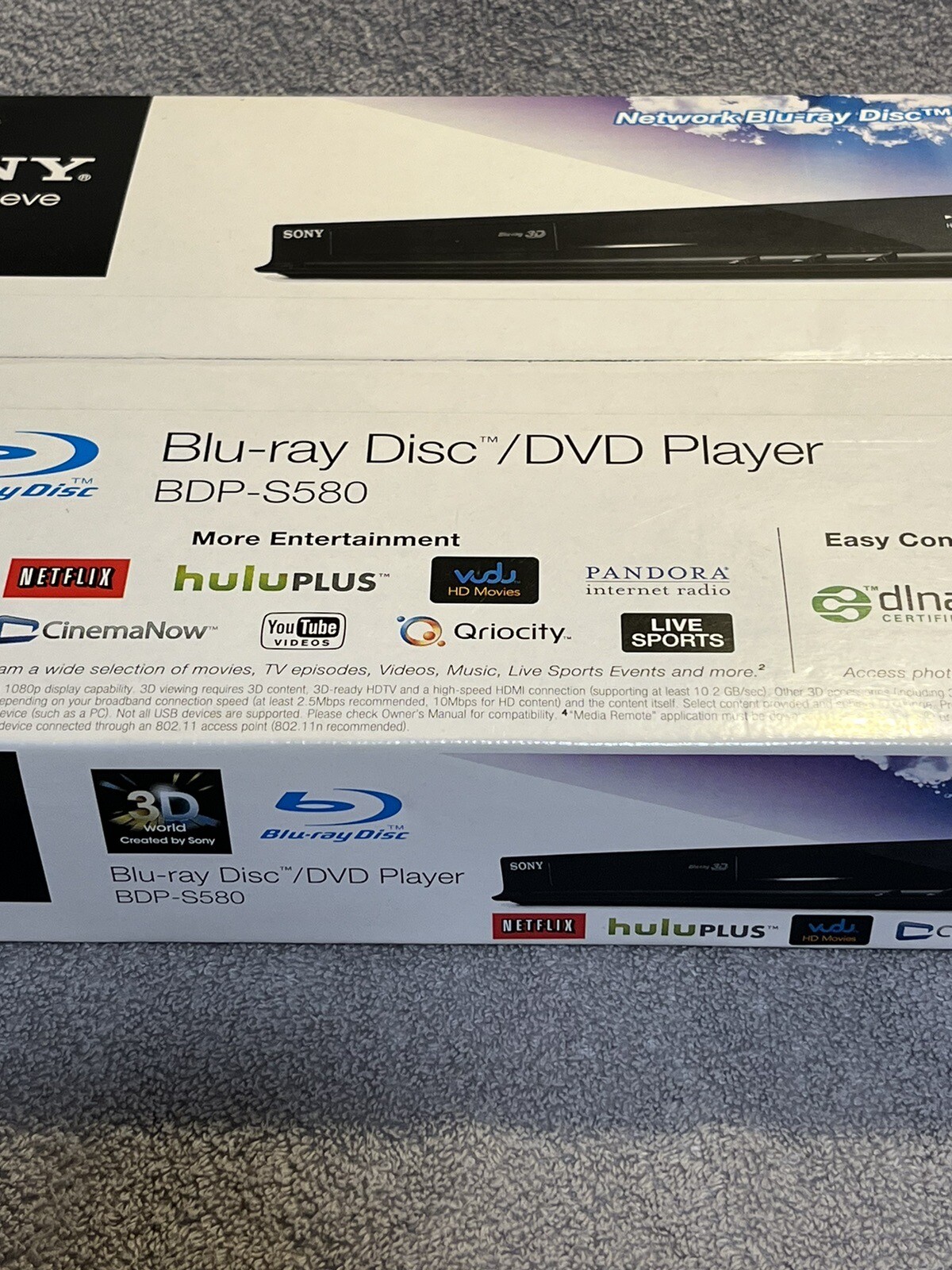 Sony BDPS580 3D BluRay Player DVD BuiltIn WiFi with Remote Brand