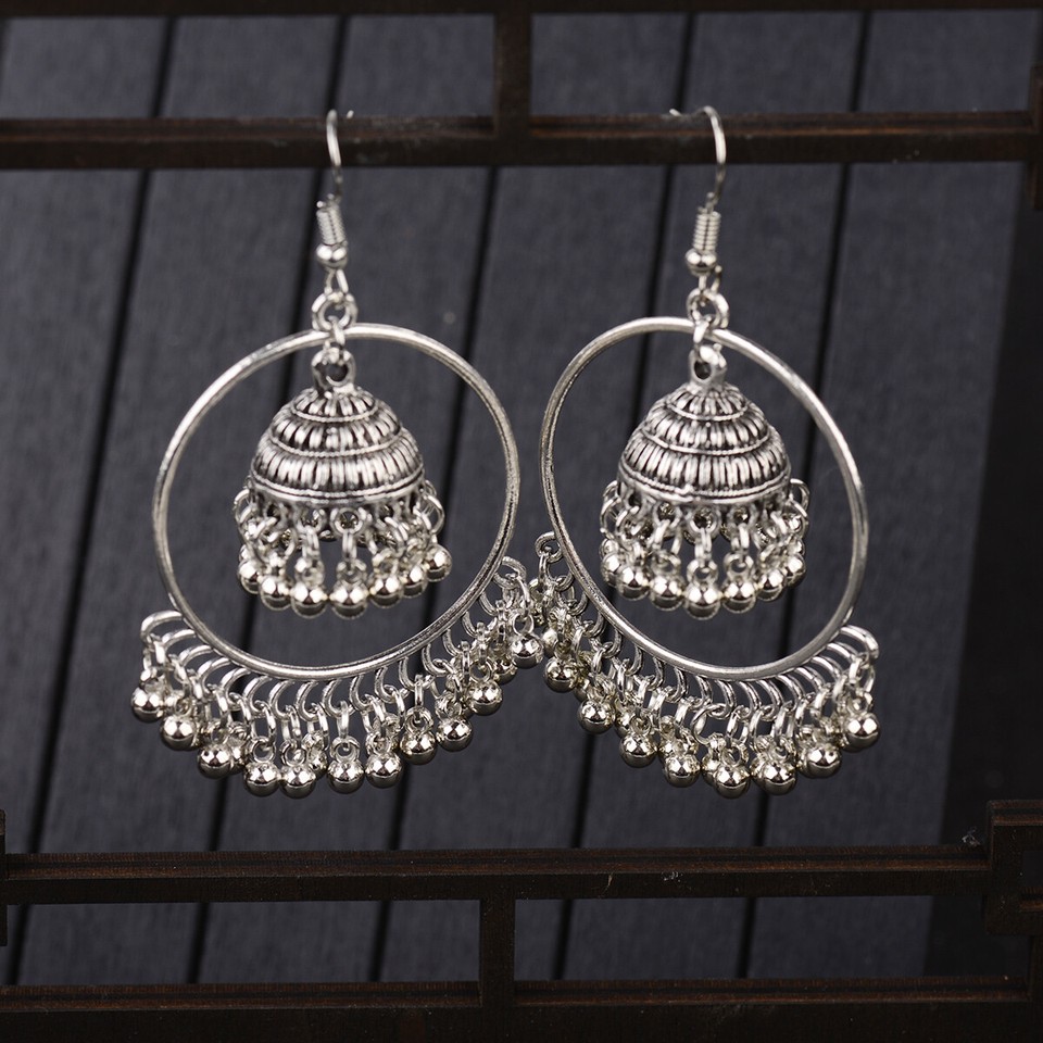 Vintage Jhumki Earrings Vintage Tassel Jhumki Earrings For Women - Ethnic Gypsy Indian Style, Hook Closure Unbranded Hook Tassel Fashion Earrings - Foto 12
