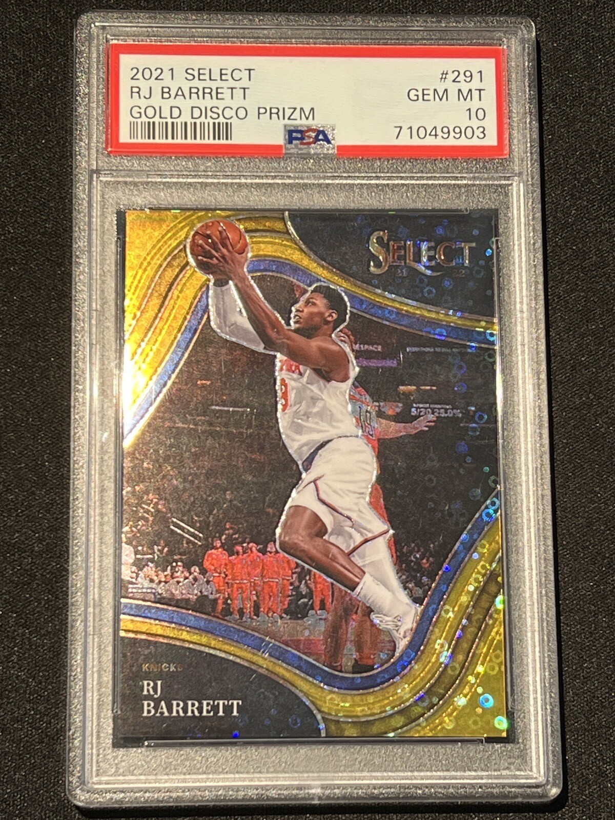 2021 Select RJ Barrett Gold Disco Prizm /10 Courtside #291 PSA 10 POP 3