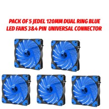 PC COOLING FANS 120MM PC Case LED Silent Padded 1- 3 - 5 OR 10 (BLUE-RED-GREEN)