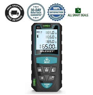 MILESEY Medidor Laser De Distancia Digital 2 Niveles Modo Pitagorico Hasta 50 Metros