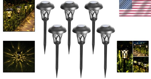 Beautiful Warm White Solar Lights 6 Pack - Stylish Metal for Garden Pathways - Picture 2 of 10
