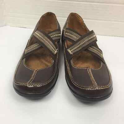 Naturalizer Womens Size 6 M Brown Leather Slip On Flats Cross
