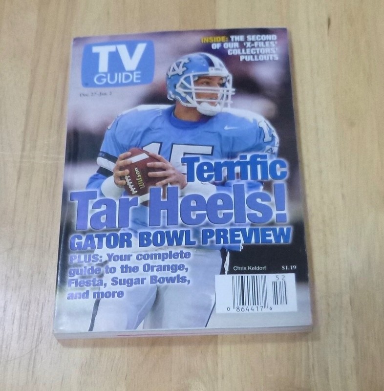 TV Guide  Dec 28 -Jan  1998 Tar Heels/Guide to Bowls/X-Files Pull Charlotte, NC