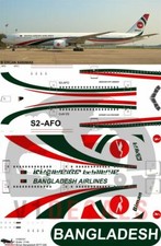 Calcomanías V1 Boeing 777-300 Biman Bangladesh para kit de avión modelo minicraft 1/144