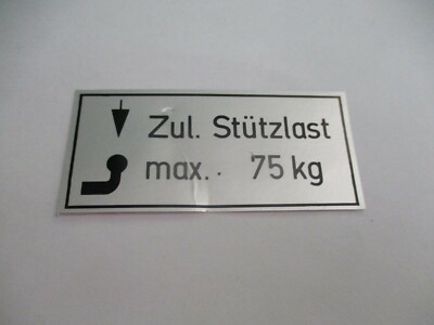 Nameplate Sticker Permissible Maximum Load 75kg 