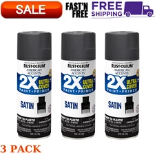 Canyon Black Rust-O American Accents 2X Ultra Cover Satin Spray Paint 12Oz 3Pack