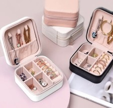 2 Portable Jewelry Box Organizer Leather Jewellery Ornaments Case Travel Storage